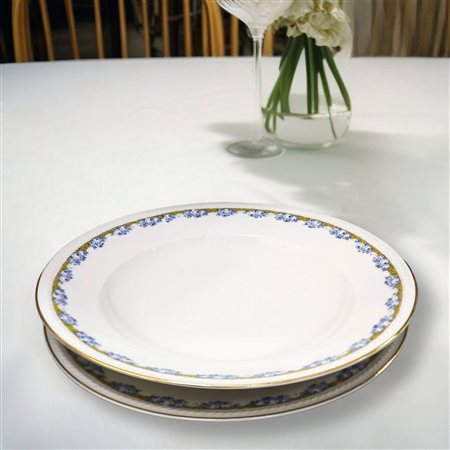 Freiberg German  Porcellana - Servizio in porcellana bianca con motivi florali azzurri