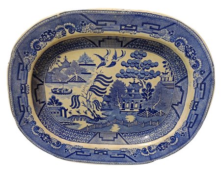 Piatto raffigurante paesaggio nei toni blu, 19th secolo