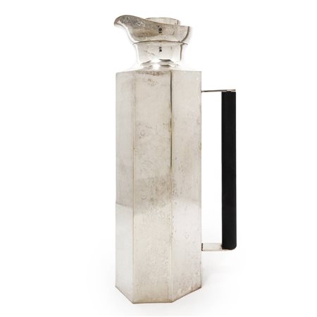 Thermos Silver plated con manico in legno nero, 20th secolo
