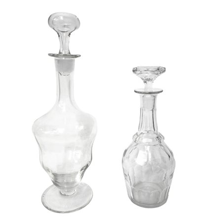 Coppie di bottiglie decanter in vetro molato, 20th secolo