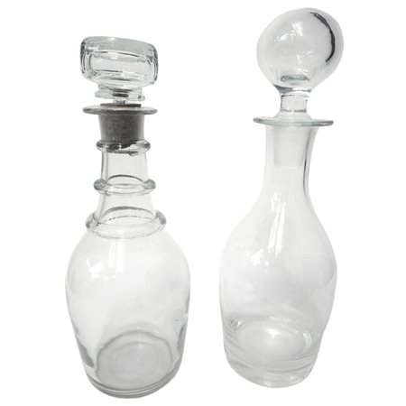 Coppia di bottiglie decanter in vetro