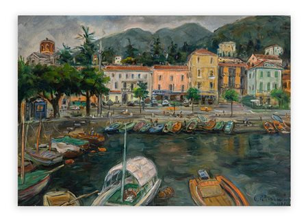 ALFIO PAOLO GRAZIANI (1900-1981) - Incantevole porticciolo di Laveno, 1961