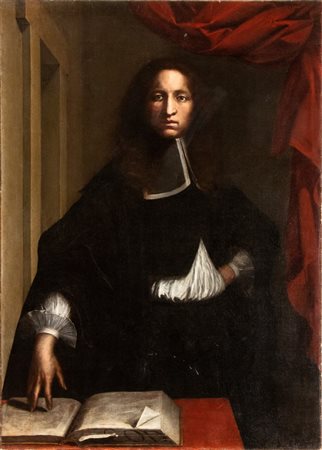 Artista fiorentino, XVII secolo Ritratto di uomo di legge con libro Olio su...