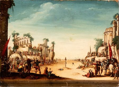 Jacques Callot (seguace di) (1592 - 1635) Martirio di San Sebastiano con...