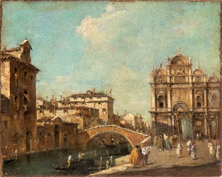 Francesco Guardi (seguace di) (Venezia, 1712 - 1793) Rio dei Mendicanti con...