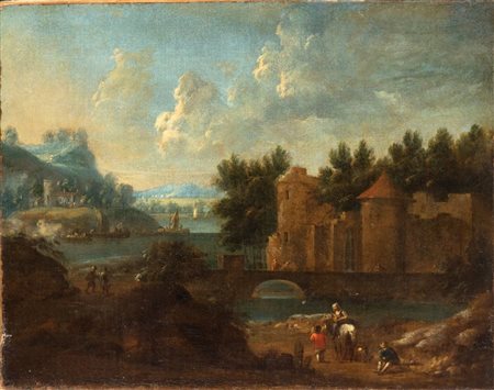 Theobald Michau (attribuito a) (Doornik, 1676 - Anversa, 1765) Paesaggio...