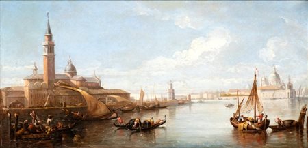 Artista veneto, XVIII - XIX secolo Veduta di Punta della Dogana e delle...