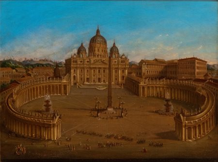 Joseph Bolzern (Kriens, 1828 - Roma, 1901) Veduta di Piazza San Pietro Olio...