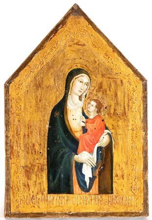 Nei modi della pittura toscana del XIV secolo Madonna con Bambino Tempera e...