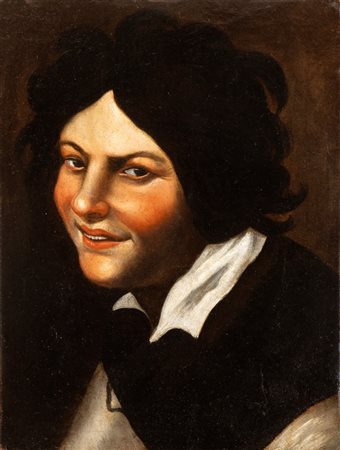 Artista attivo a Roma, XVII secolo Testa di giovane uomo sorridente Olio su...