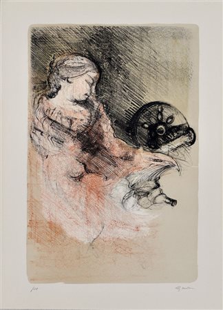 GIUSEPPE AJMONE Il filarello Litografia a colori – es. P. A. cm. 50x35 Firma...