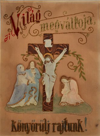 ARTISTA UNGHERESE DEL ‘900 Crocifissione Assemblaggio su carta telata cm....