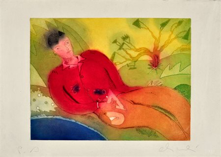 LUCA ALINARI Senza titolo Acquaforte a colori – es. P. A. cm. 50x69,5 Firma e...