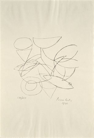 PRIMO CONTI Senza titolo, 1975 Litografia in b/n – es. 174/225 cm. 61x40,5...