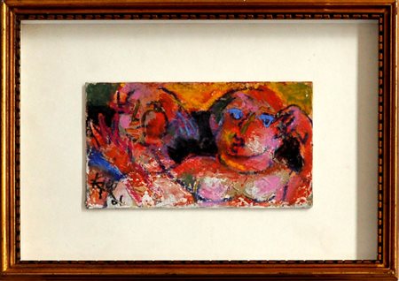 IGNOTO Senza titolo Olio su cartone telato cm. 15x25 Firma indecifrabile in...