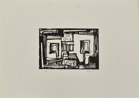 GUALTIERO NATIVI Senza titolo, 1967 Litografia in b/n – es. 13/20 cm. 50x71...