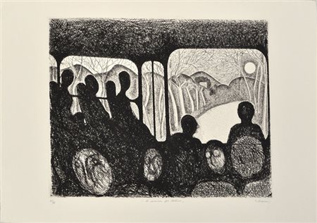 GUIDO PINZANI La corriera per Urbino Acquaforte in b/n – es. 21/40 cm....