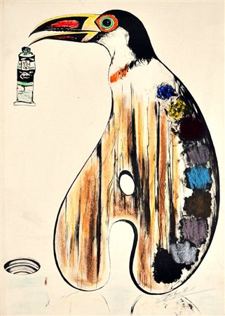 ROBERTO PELAGATTI Tucano Tecnica mista su cartoncino cm. 50x35 Firma in basso