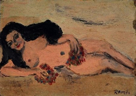 ROMBI Nudino Olio su faesite cm. 10x15 Firma in basso