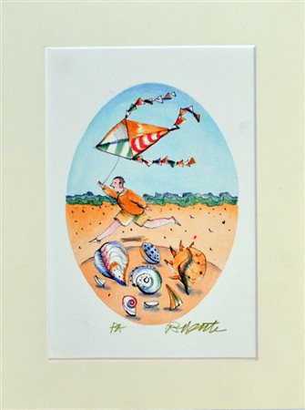 ANTONIO POSSENTI Ragazzo con l’aquilone Litografia a colori – es. P. A. cm....