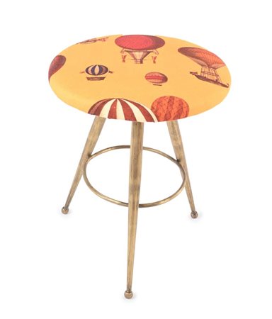 Sgabello Anni '50 cm h44x35 Ø Struttura in metallo dorato e rivestimento in...