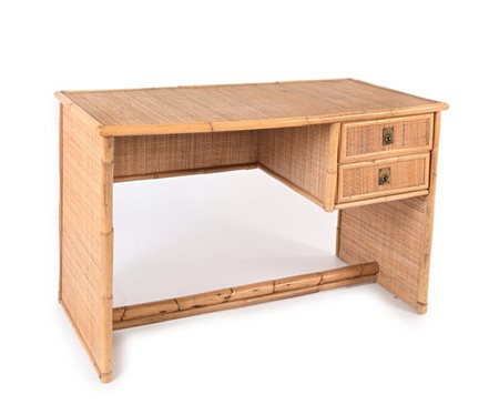 Antonio Dal Vera & Figli Conegliano (TV) 1884 Scrivania Anni '80 Rattan e...