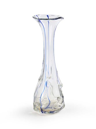 Vaso in vetro pesante con striature blu altezza cm 41