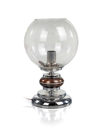 Lampada da tavolo in metallo e vetro Anni '70 cm h 27x16 ø