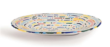 Piero Dorazio Roma 1927-Perugia 2005 Grande vassoio in ceramica dipinta 1979...
