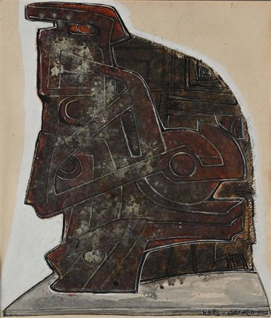 Salvatore Meli Comiso 1929-Roma 2011 Senza titolo 1970 Tempera su carta cm...