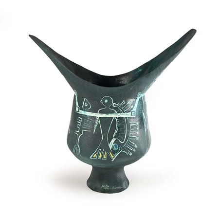 Salvatore Meli Comiso 1929-Roma 2011 Grande vaso in ceramica cm h 47x48x22...