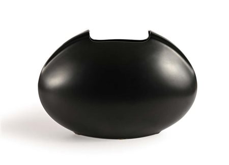 Lino Sabattini Vaso modello Tasca Porcellana nera cm h 30x50x18 circa Sotto...