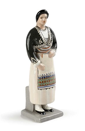 Scultura in ceramica dipinta 1940 h 23 cm Firmata e datata sotto la base...