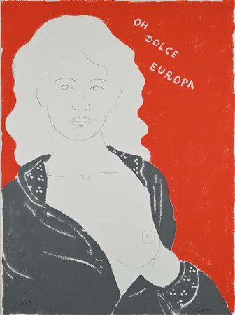 Ernesto Tatafiore Marigliano 1943 Oh Dolce Europa 1989. Serigrafia cm 75x56 -...