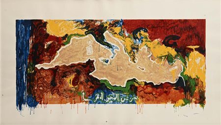 Mario Schifano Homs 1934-Roma 1998 Senza titolo Serigrafia polimaterica cm...