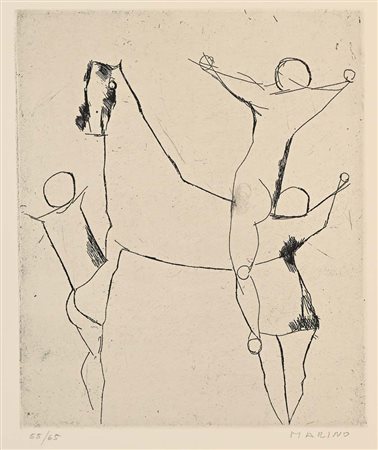 Marino Marini Pistoia 1901-Viareggio 1980 Senza titolo Acquaforte cm 54x43...