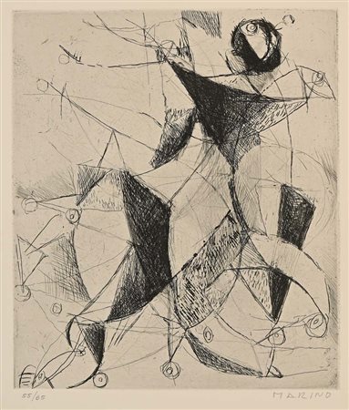 Marino Marini Pistoia 1901-Viareggio 1980 Senza titolo Acquaforte cm 54x43...