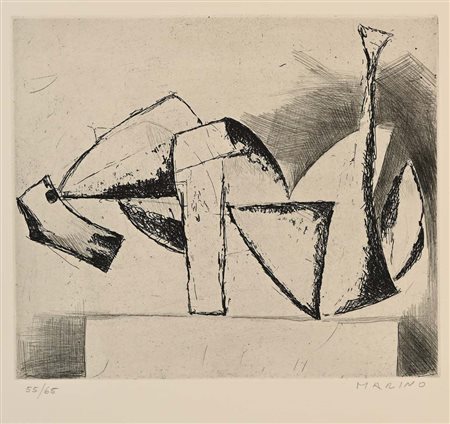 Marino Marini Pistoia 1901-Viareggio 1980 Senza titolo Acquaforte cm 54x43...