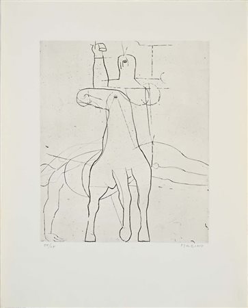 Marino Marini Pistoia 1901-Viareggio 1980 Senza titolo Acquaforte cm 54x43...