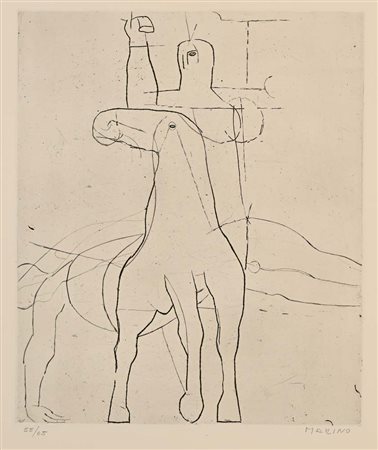 Marino Marini Pistoia 1901-Viareggio 1980 Senza titolo Acquaforte cm 54x43...