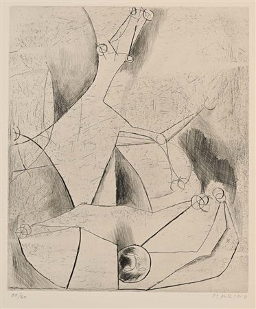 Marino Marini Pistoia 1901-Viareggio 1980 Senza titolo Acquaforte cm 54x43...