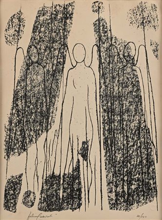 Felice Casorati Novara 1883-Torino 1963 Angeli Litografia cm 35x26 - in...