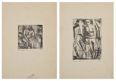 Rocco Borella Genova 1920-Genova 1994 Due incisioni raffiguranti nudi 1950...