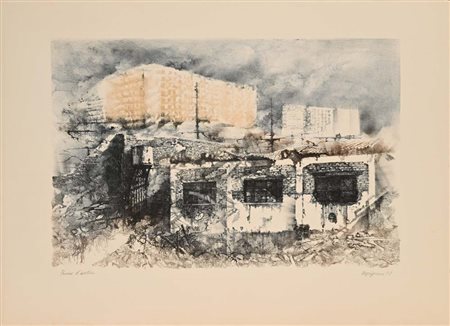 Renzo Vespignani Roma 1924-Roma 2001 Periferia 1977 Litografia cm 50x70...