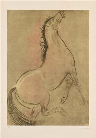 Francesco Messina Linguaglossa 1900-Milano 1995 Cavallo Litografia cm 70x50...