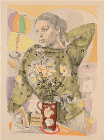 Ugo Attardi Genova 1923-Roma 2006 Figura di donna 1984 Litografia cm 70x50...