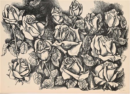 Renato Guttuso Bagheria 1911-Roma 1987 Rose Litografie cm 50x70 Firma e...