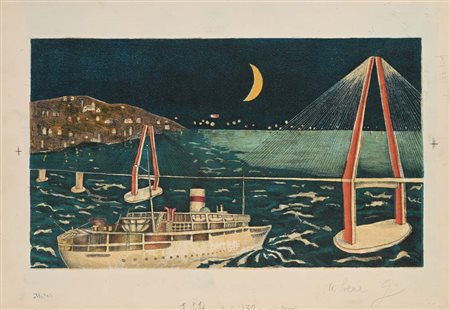 Franco Gentilini Faenza 1909-Roma 1981 Il passaggio della nave di notte...