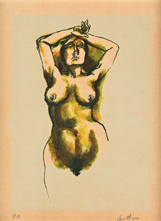 Renato Guttuso Bagheria 1911-Roma 1987 Nudo di donna Serigrafia cm 24x19 - in...