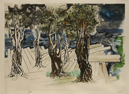 Renato Guttuso Bagheria 1911-Roma 1987 Bosco Acquaforte/acquatinta cm lastra...
